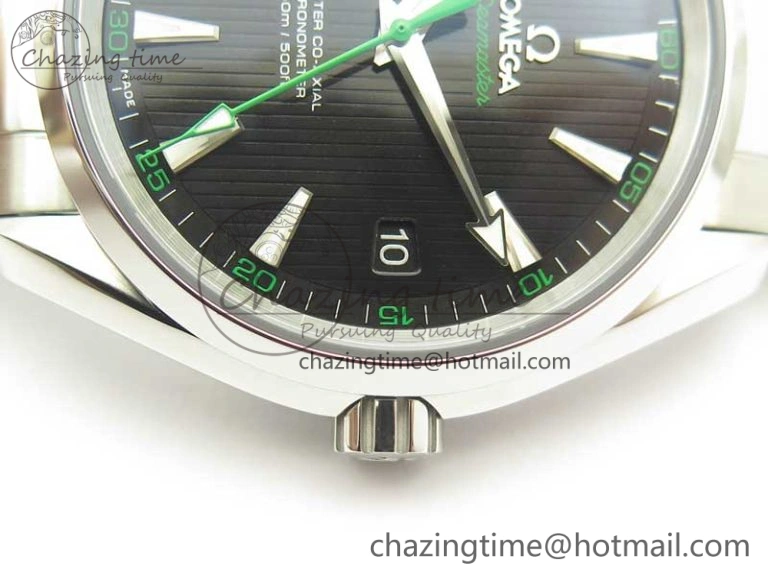 OdorResistant Aqua Terra 150M SS VSF 1:1 Best Edition Black Textured Dial Green Hand on SS Bracelet A8500 Super Clone 8040