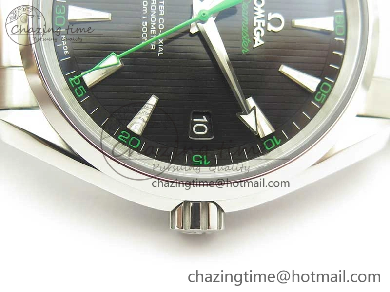 OdorResistant Aqua Terra 150M SS VSF 1:1 Best Edition Black Textured Dial Green Hand on SS Bracelet A8500 Super Clone 8040