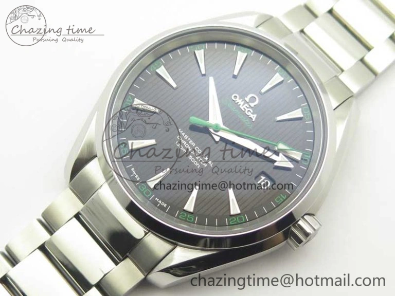 OdorResistant Aqua Terra 150M SS VSF 1:1 Best Edition Black Textured Dial Green Hand on SS Bracelet A8500 Super Clone 8040