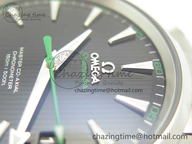OdorResistant Aqua Terra 150M SS VSF 1:1 Best Edition Black Textured Dial Green Hand on SS Bracelet A8500 Super Clone 8040