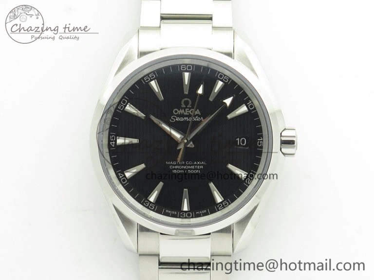 Efficient Aqua Terra 150M SS VSF 1:1 Best Edition Black Textured Dial Silver Markers On SS Bracelet A8500 Super Clone 8062