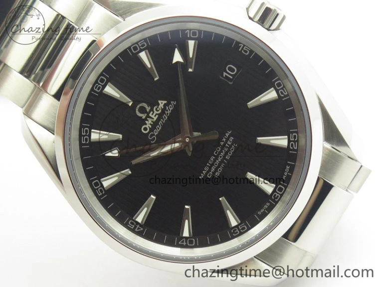 Efficient Aqua Terra 150M SS VSF 1:1 Best Edition Black Textured Dial Silver Markers On SS Bracelet A8500 Super Clone 8062