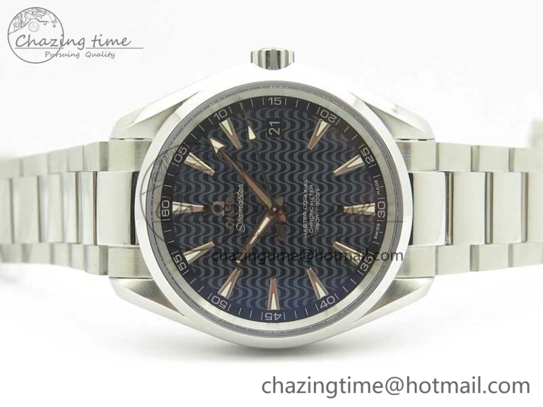 Packable Aqua Terra 150M SS VSF 1:1 Best Edition Black Wave Textured Dial RG Hand on SS Bracelet A8500 Super Clone 8032