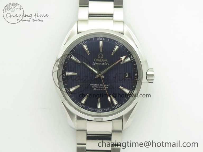 EasyCare Aqua Terra 150M SS VSF 1:1 Best Edition Blue Textured Dial Silver Markers On SS Bracelet A8500 Super Clone 8059