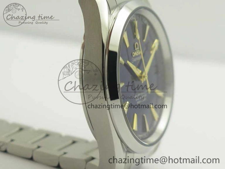 Chic Aqua Terra 150M SS VSF 1:1 Best Edition Blue Wave Textured Dial YG Hand on SS Bracelet A8500 Super Clone 8026
