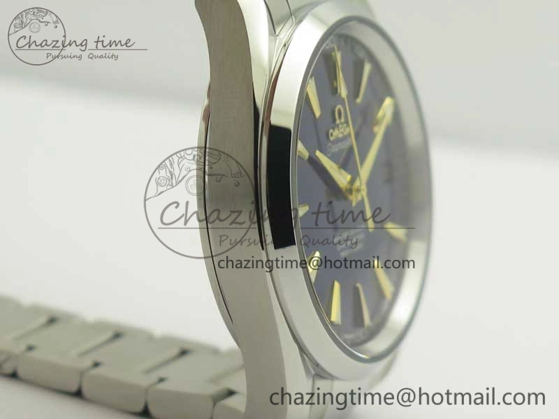 Chic Aqua Terra 150M SS VSF 1:1 Best Edition Blue Wave Textured Dial YG Hand on SS Bracelet A8500 Super Clone 8026