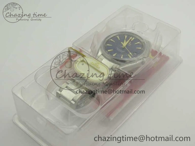 Chic Aqua Terra 150M SS VSF 1:1 Best Edition Blue Wave Textured Dial YG Hand on SS Bracelet A8500 Super Clone 8026
