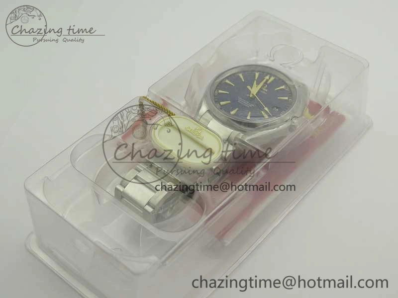 Chic Aqua Terra 150M SS VSF 1:1 Best Edition Blue Wave Textured Dial YG Hand on SS Bracelet A8500 Super Clone 8026
