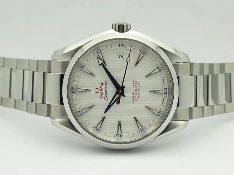 Aqua Terra 150M SS VSF 1:1 Best Edition White Textured Dial Blue Hands On SS Bracelet A8500 Super Clone Breathable 8060