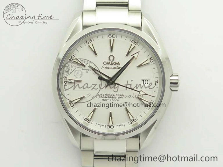 Aqua Terra 150M SS VSF 1:1 Best Edition White Textured Dial Silver Markers on SS Bracelet A8500 Super Clone SmoothTexture 8041