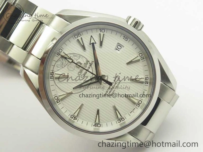 Aqua Terra 150M SS VSF 1:1 Best Edition White Textured Dial Silver Markers on SS Bracelet A8500 Super Clone SmoothTexture 8041