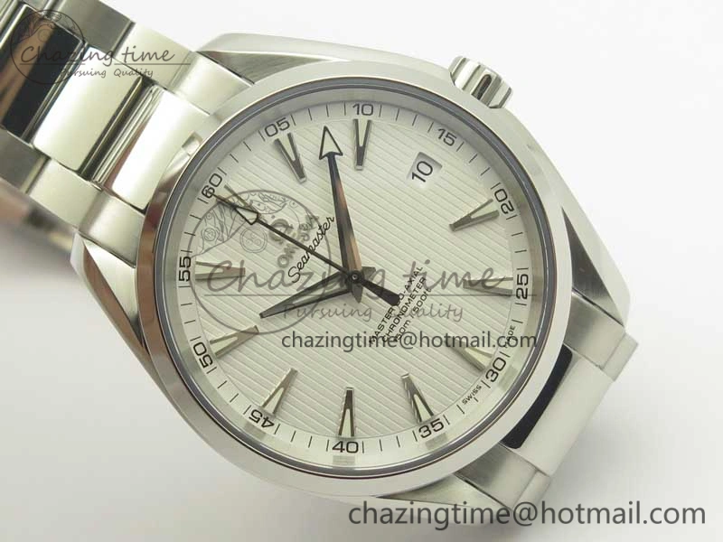 Aqua Terra 150M SS VSF 1:1 Best Edition White Textured Dial Silver Markers on SS Bracelet A8500 Super Clone SmoothTexture 8041