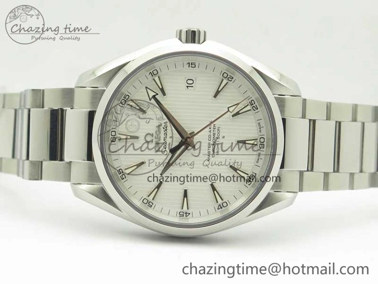 Aqua Terra 150M SS VSF 1:1 Best Edition White Textured Dial Silver Markers on SS Bracelet A8500 Super Clone SmoothTexture 8041