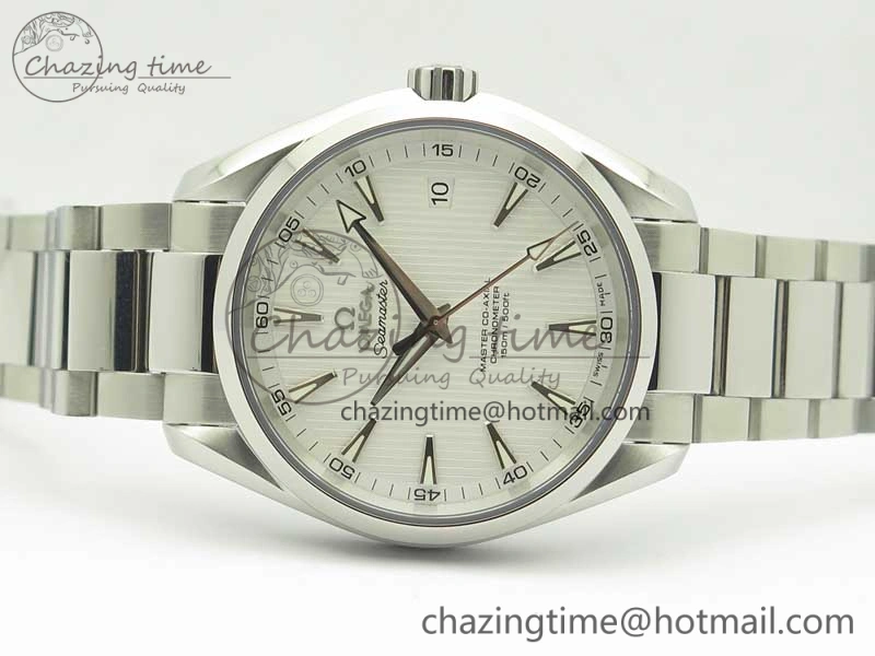Aqua Terra 150M SS VSF 1:1 Best Edition White Textured Dial Silver Markers on SS Bracelet A8500 Super Clone SmoothTexture 8041