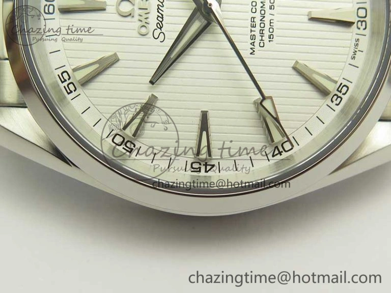 Aqua Terra 150M SS VSF 1:1 Best Edition White Textured Dial Silver Markers on SS Bracelet A8500 Super Clone SmoothTexture 8041