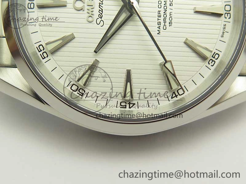 Aqua Terra 150M SS VSF 1:1 Best Edition White Textured Dial Silver Markers on SS Bracelet A8500 Super Clone SmoothTexture 8041