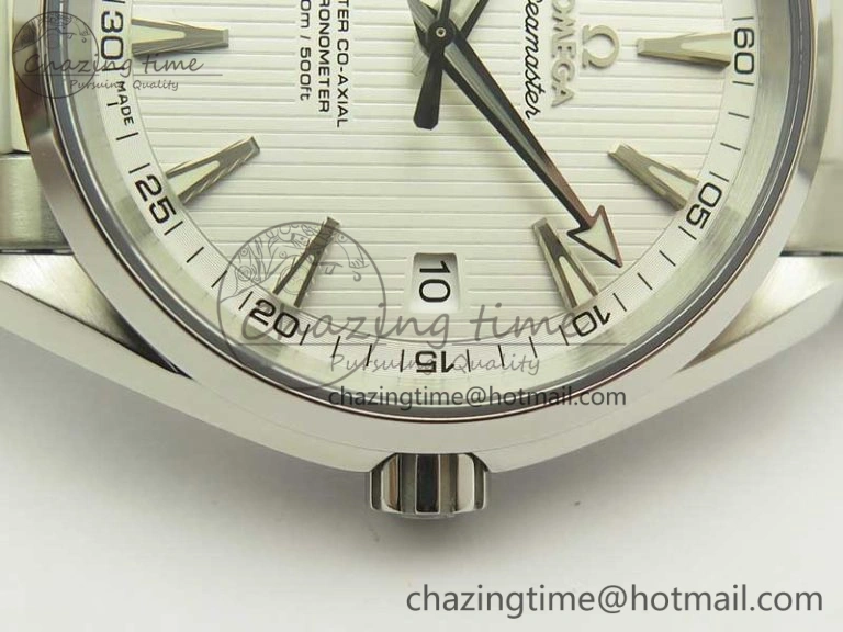 Aqua Terra 150M SS VSF 1:1 Best Edition White Textured Dial Silver Markers on SS Bracelet A8500 Super Clone SmoothTexture 8041