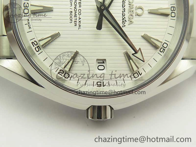 Aqua Terra 150M SS VSF 1:1 Best Edition White Textured Dial Silver Markers on SS Bracelet A8500 Super Clone SmoothTexture 8041