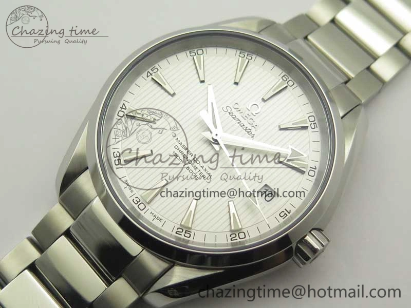 Aqua Terra 150M SS VSF 1:1 Best Edition White Textured Dial Silver Markers on SS Bracelet A8500 Super Clone SmoothTexture 8041
