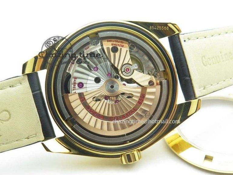 Breathable Aqua Terra 150M YG V6F Best Edition YG Textured Dial On Black Leather Strap A 8275