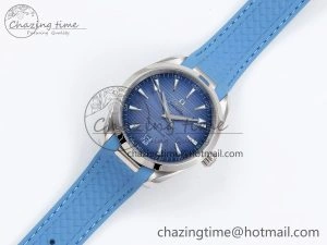 Effortless Aqua Terra 41mm VSF 1:1 Best Edition Summer Blue Dial on Blue Rubber Strap A8900 Super Clone 7719