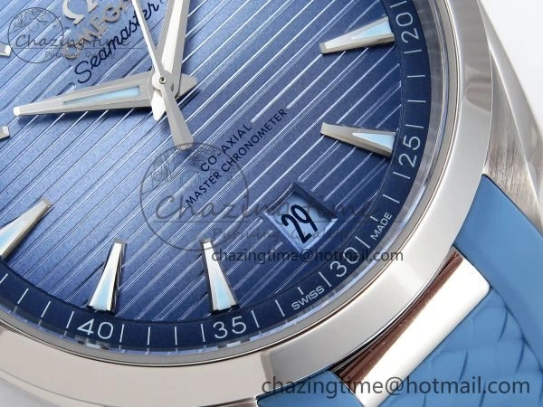 Effortless Aqua Terra 41mm VSF 1:1 Best Edition Summer Blue Dial on Blue Rubber Strap A8900 Super Clone 7719