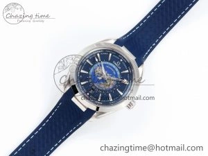 Popular Aqua Terra GMT Worldtimer 43mm VSF 1:1 Best Edition Deep Blue Dial on Blue Rubber Strap A8938 Super Clone 7721