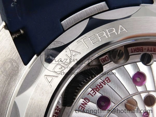 Popular Aqua Terra GMT Worldtimer 43mm VSF 1:1 Best Edition Deep Blue Dial on Blue Rubber Strap A8938 Super Clone 7721