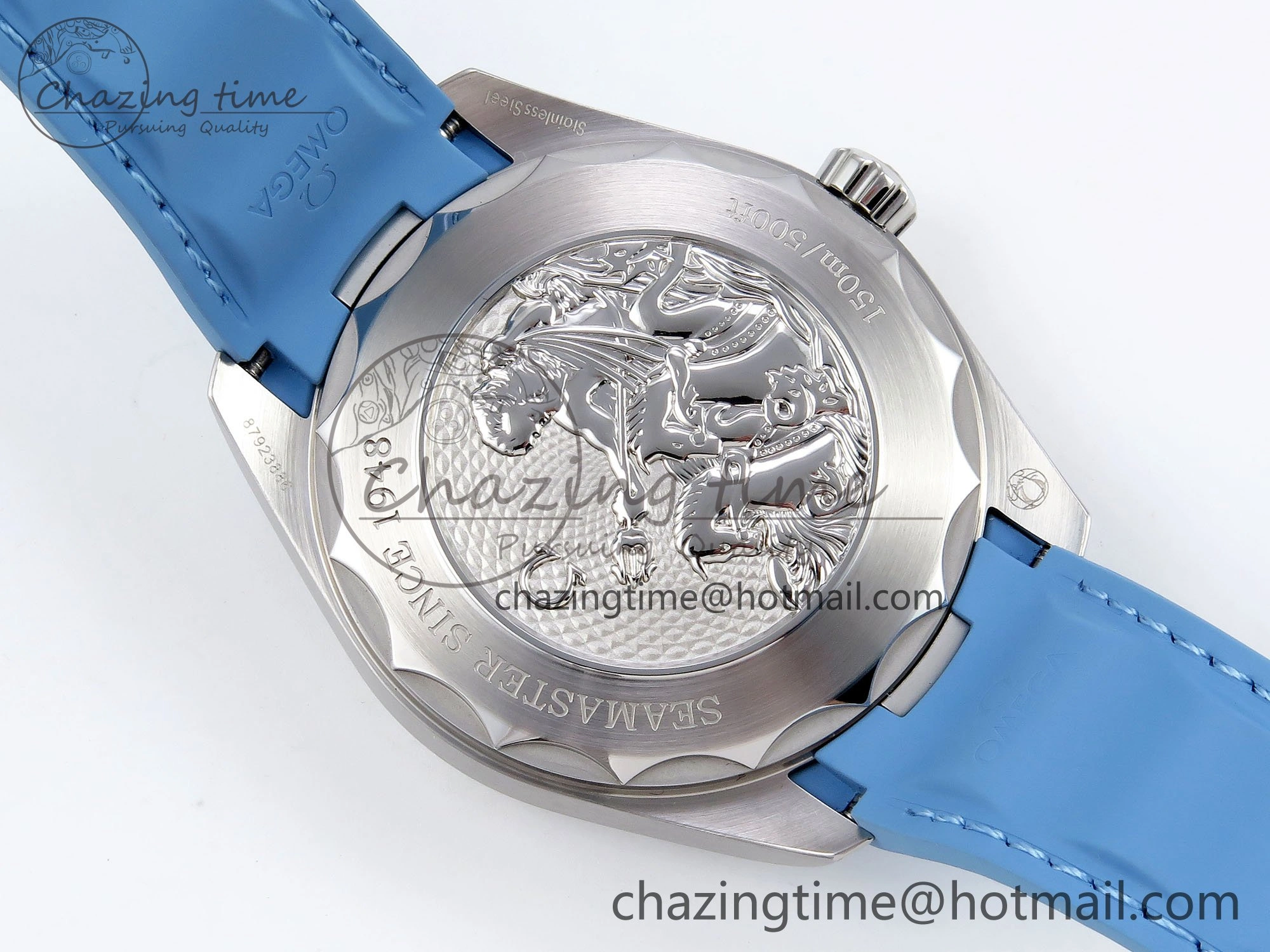 Aqua Terra GMT Worldtimer 43mm VSF 1:1 Best Edition Summer Blue Dial on Blue Rubber Strap A8938 Super Clone Comfortable 7722