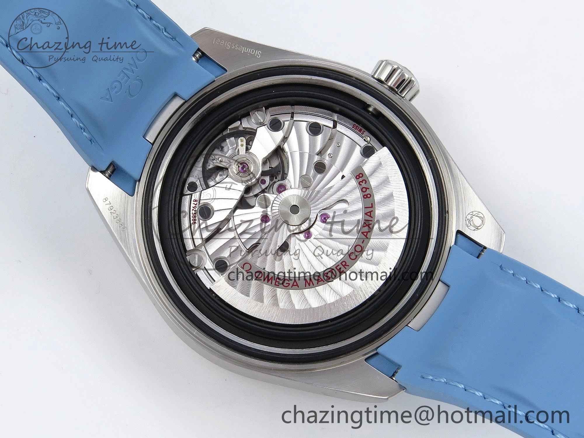 Aqua Terra GMT Worldtimer 43mm VSF 1:1 Best Edition Summer Blue Dial on Blue Rubber Strap A8938 Super Clone Comfortable 7722