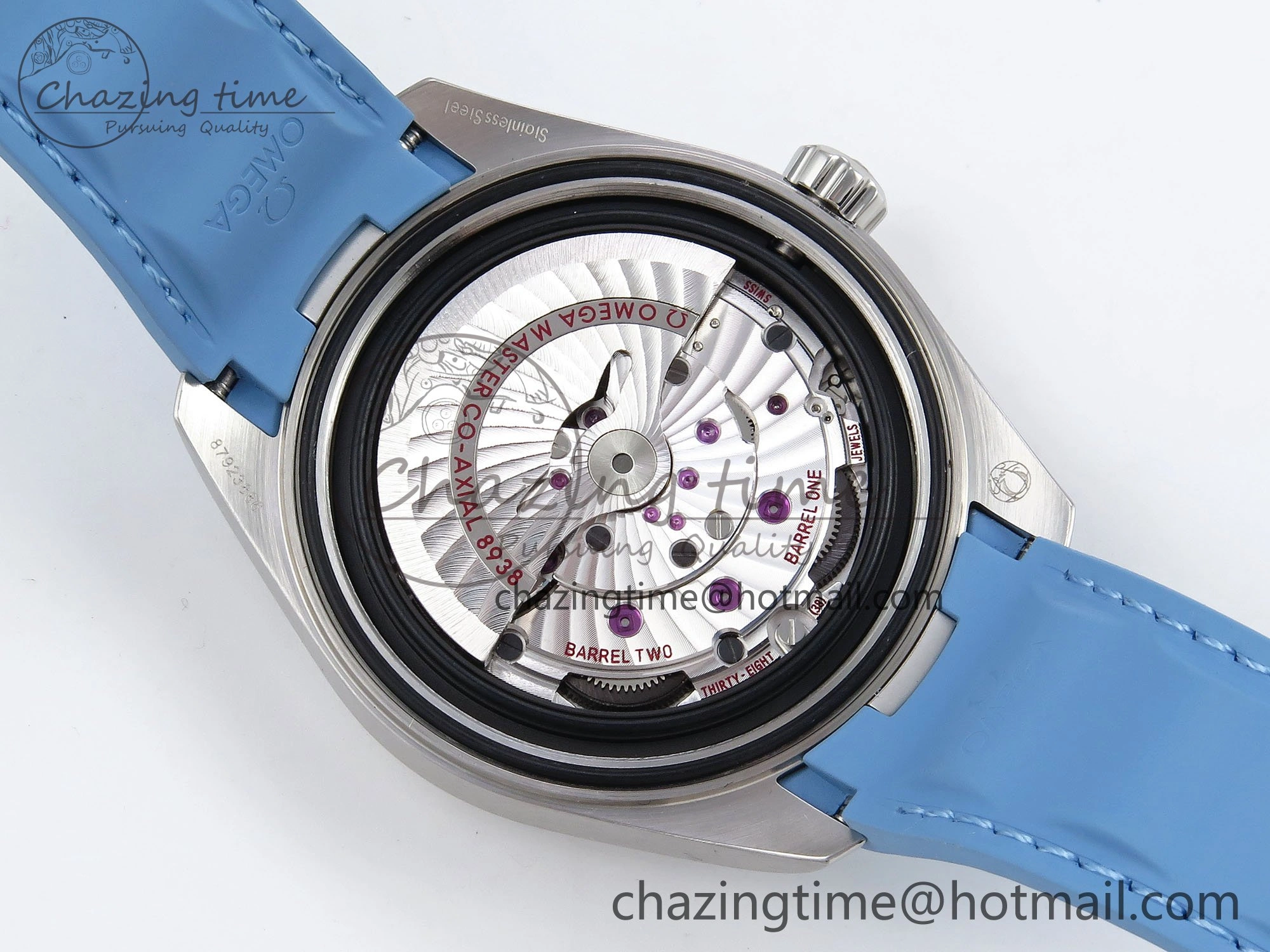 Aqua Terra GMT Worldtimer 43mm VSF 1:1 Best Edition Summer Blue Dial on Blue Rubber Strap A8938 Super Clone Comfortable 7722
