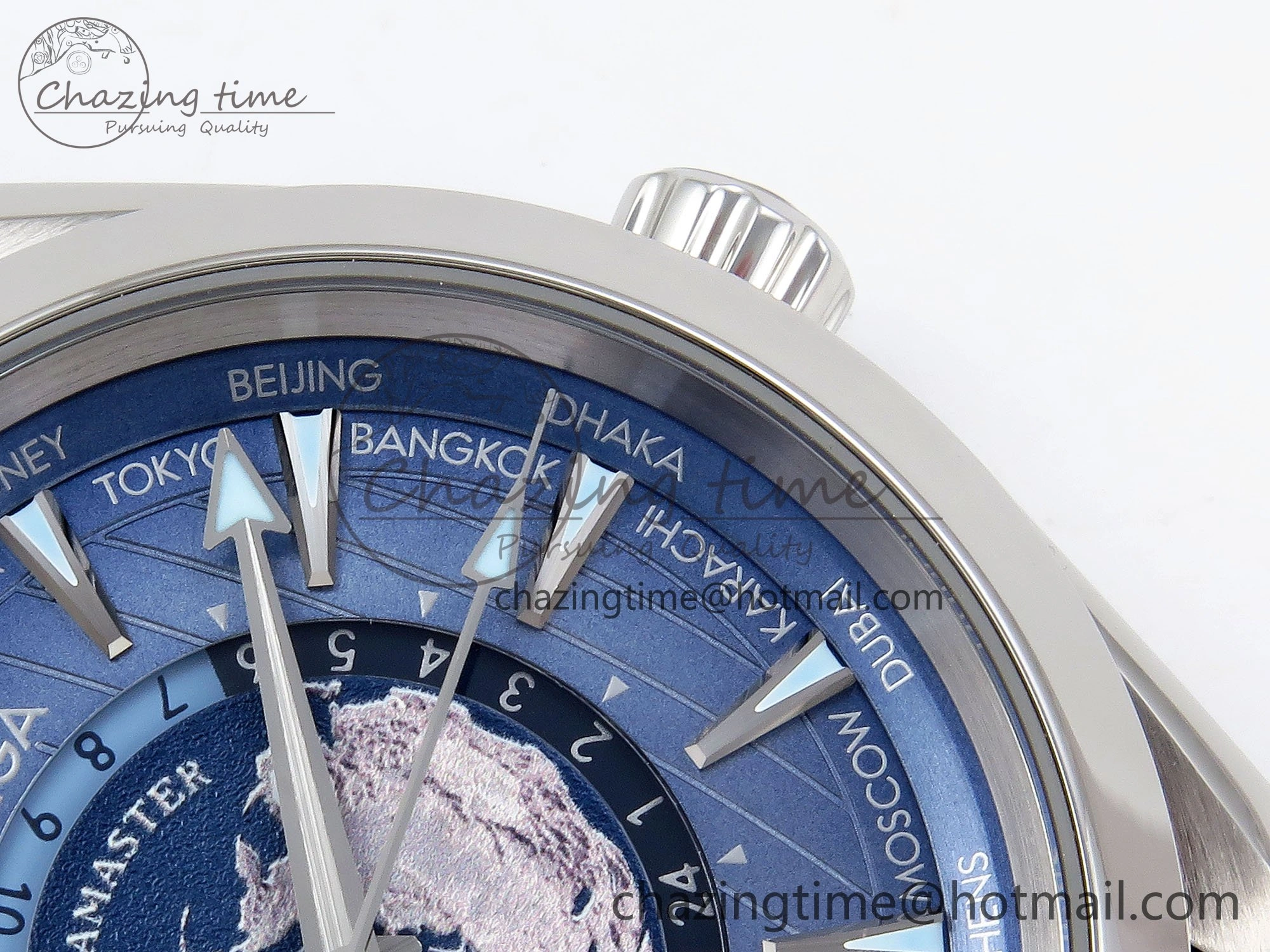 Soft Aqua Terra GMT Worldtimer 43mm VSF 1:1 Best Edition Summer Blue Dial on SS Bracelet A8938 Super Clone 7720