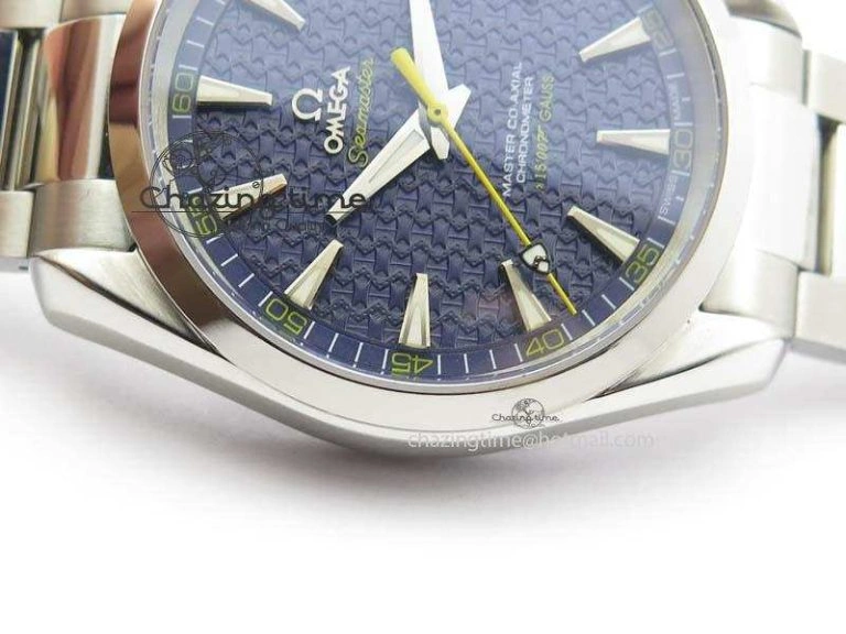 QuickDry Aqua Terra ‘James Bond’ SS JHF Best Edition Blue Dial On SS Bracelet A 8203