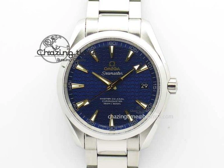 Vibrant Aqua Terra “James Bond” SS V6F 1:1 Best Edition Blue Textured Dial On SS Bracelet A 8202