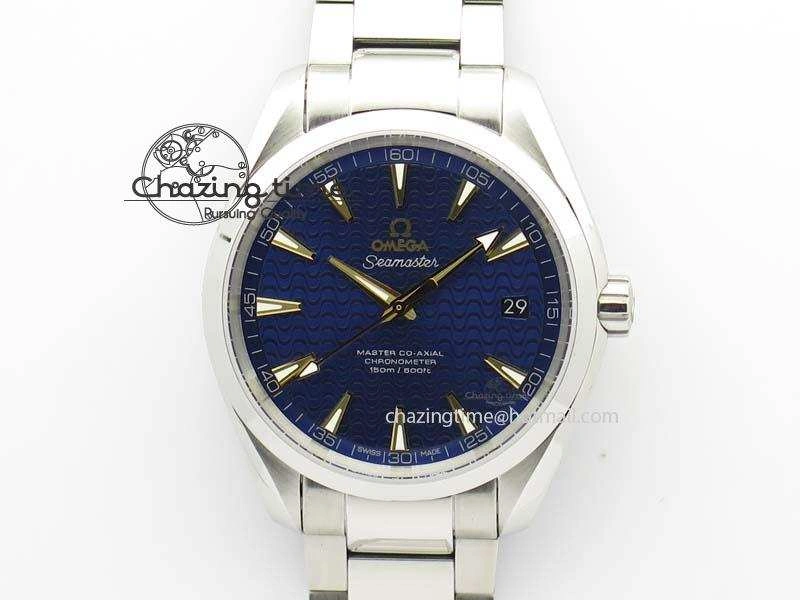 Vibrant Aqua Terra “James Bond” SS V6F 1:1 Best Edition Blue Textured Dial On SS Bracelet A 8202