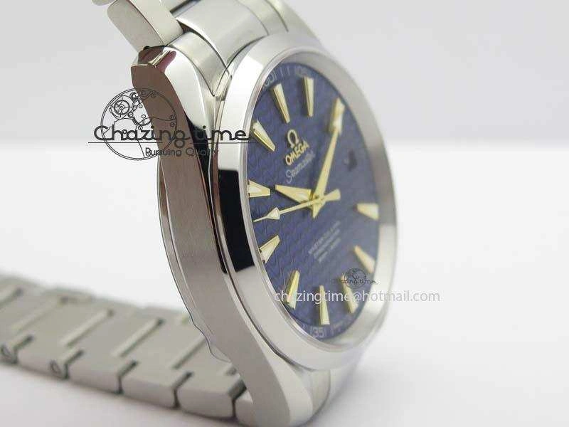 Vibrant Aqua Terra “James Bond” SS V6F 1:1 Best Edition Blue Textured Dial On SS Bracelet A 8202