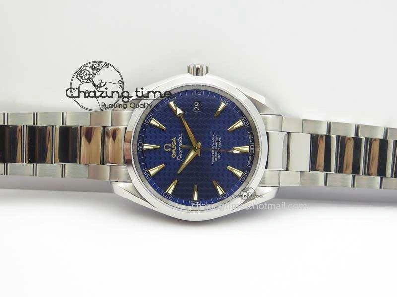 Vibrant Aqua Terra “James Bond” SS V6F 1:1 Best Edition Blue Textured Dial On SS Bracelet A 8202