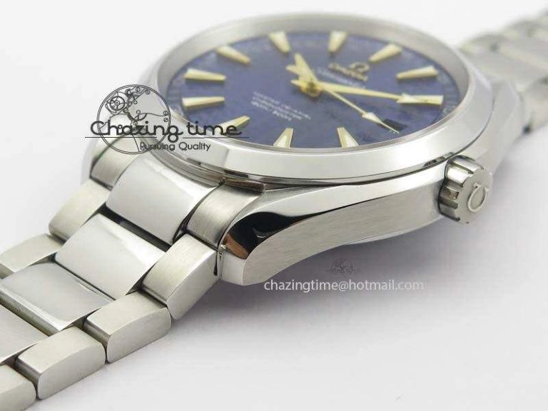 Vibrant Aqua Terra “James Bond” SS V6F 1:1 Best Edition Blue Textured Dial On SS Bracelet A 8202