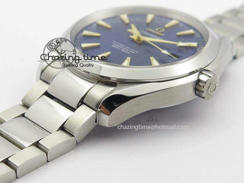 Vibrant Aqua Terra “James Bond” SS V6F 1:1 Best Edition Blue Textured Dial On SS Bracelet A 8202
