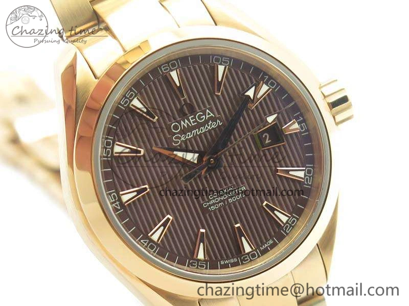 UrbanStyle Aqua Terra Ladies 35mm RG V6F Best Edition Brown Dial On RG Bracelet A 8101