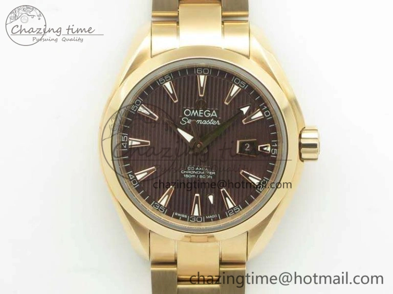UrbanStyle Aqua Terra Ladies 35mm RG V6F Best Edition Brown Dial On RG Bracelet A 8101