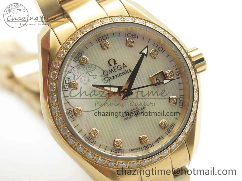 Aqua Terra Ladies 35mm RG V6F Best Edition White MOP Dial Diam On RG Bracelet A Premium 8104