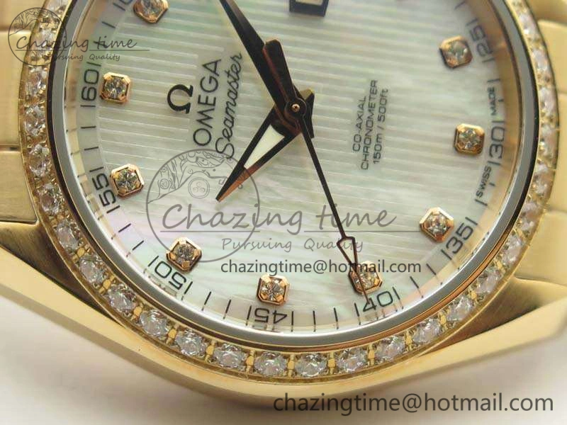 Aqua Terra Ladies 35mm RG V6F Best Edition White MOP Dial Diam On RG Bracelet A Premium 8104