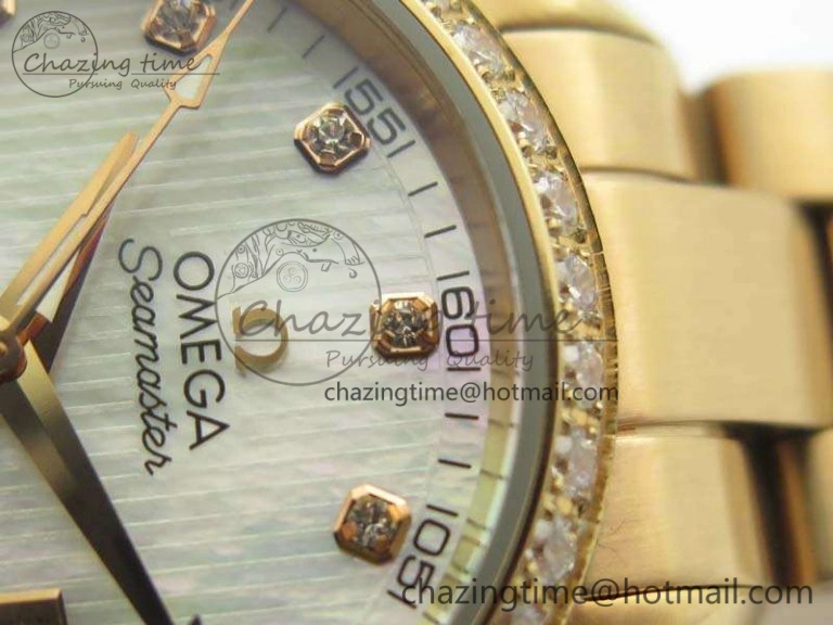 Aqua Terra Ladies 35mm RG V6F Best Edition White MOP Dial Diam On RG Bracelet A Premium 8104