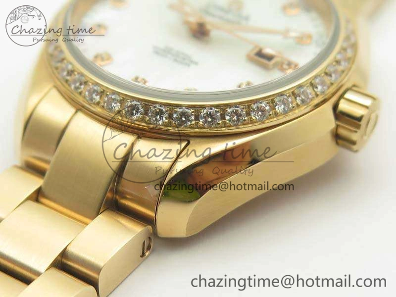 Aqua Terra Ladies 35mm RG V6F Best Edition White MOP Dial Diam On RG Bracelet A Premium 8104