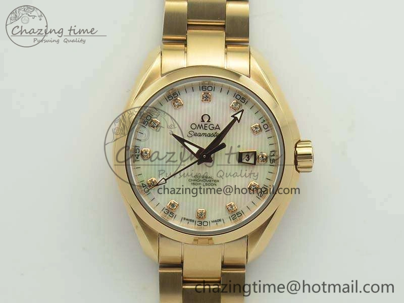Aqua Terra Ladies 35mm RG V6F Best Edition White MOP Dial On RG Bracelet A OnTrend 8102