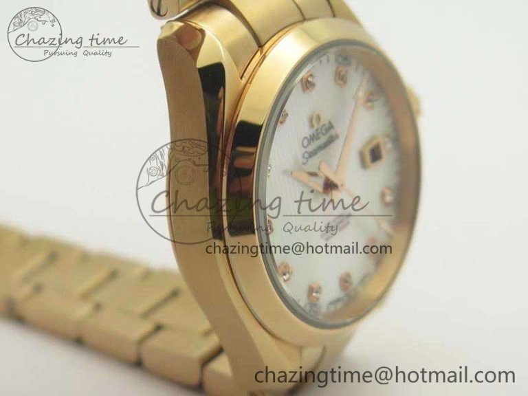 Aqua Terra Ladies 35mm RG V6F Best Edition White MOP Dial On RG Bracelet A OnTrend 8102