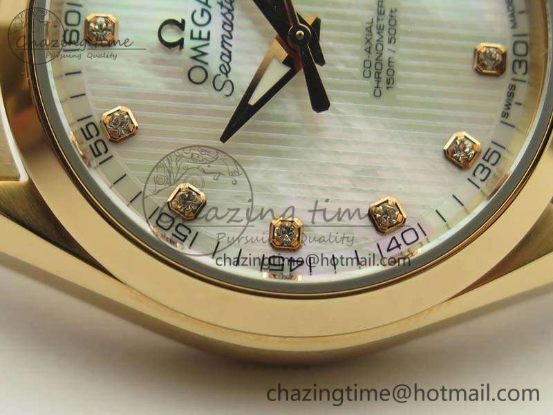 Aqua Terra Ladies 35mm RG V6F Best Edition White MOP Dial On RG Bracelet A OnTrend 8102