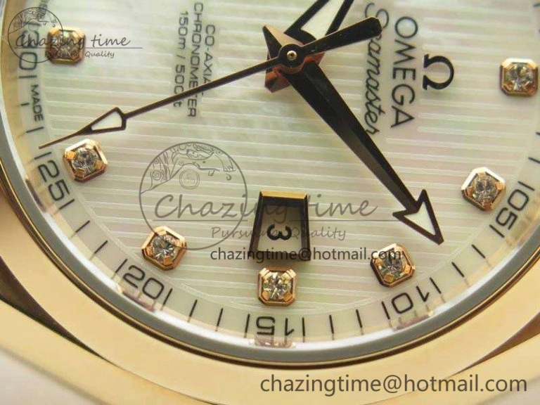 Aqua Terra Ladies 35mm RG V6F Best Edition White MOP Dial On RG Bracelet A OnTrend 8102