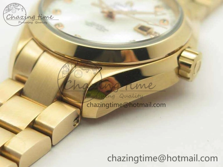 Aqua Terra Ladies 35mm RG V6F Best Edition White MOP Dial On RG Bracelet A OnTrend 8102